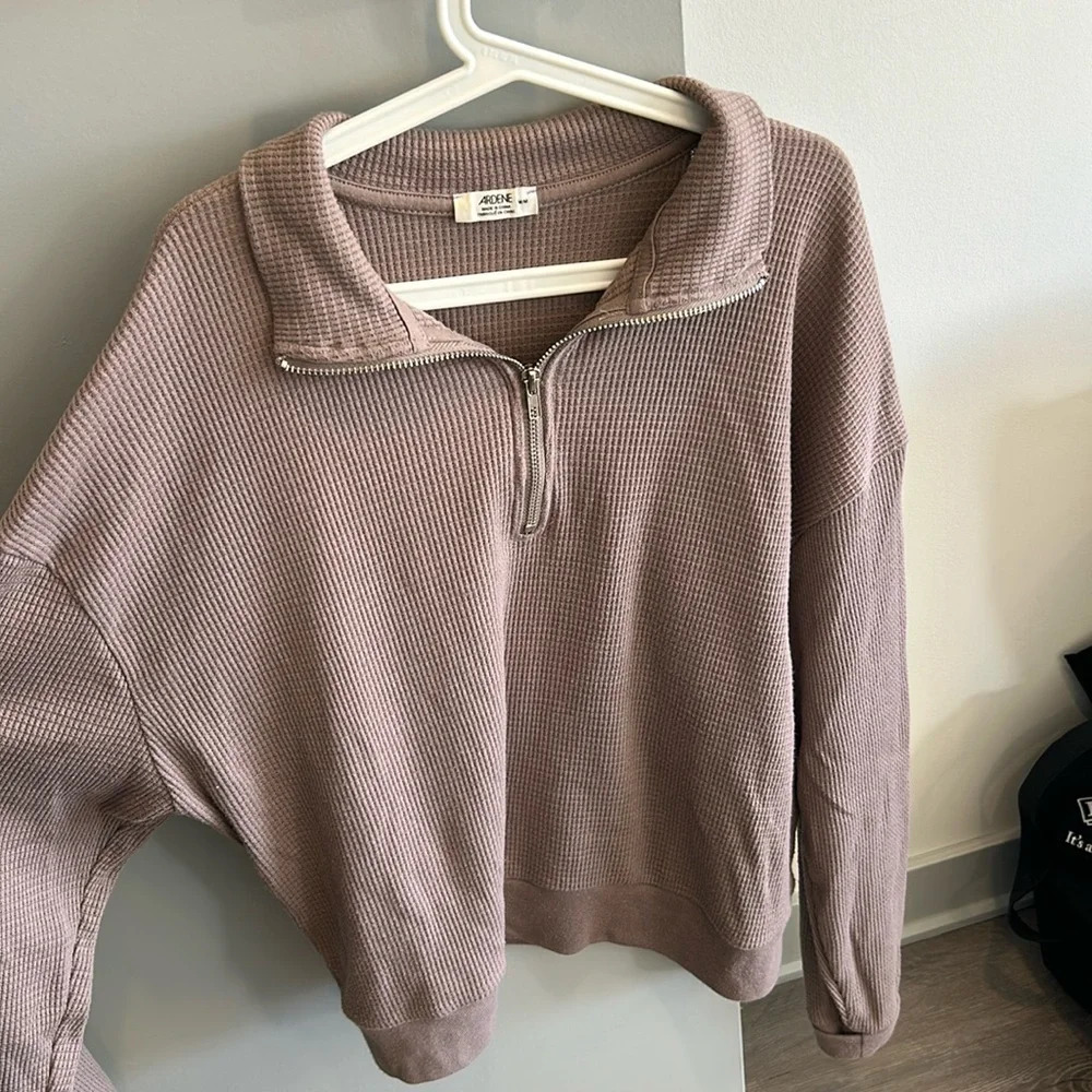 Waffle knit quarter zip